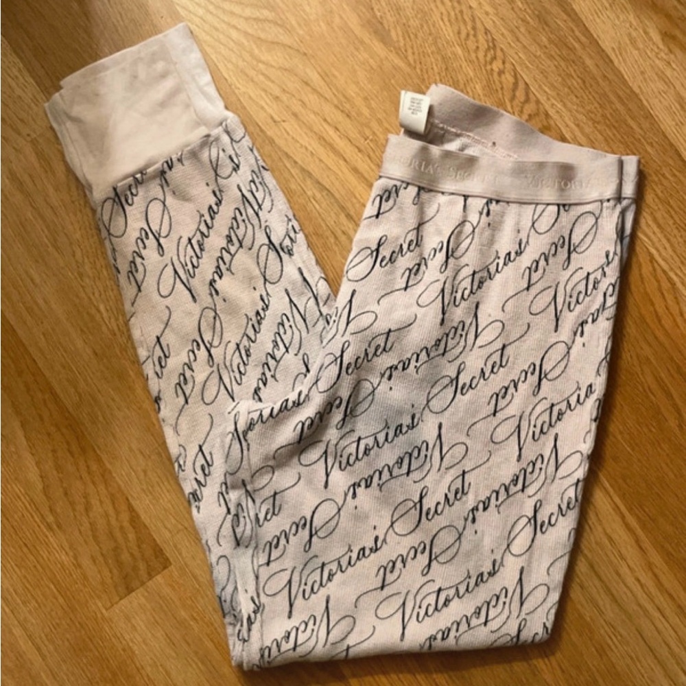 Victoria's Secret pink thermals with Black Script Logo